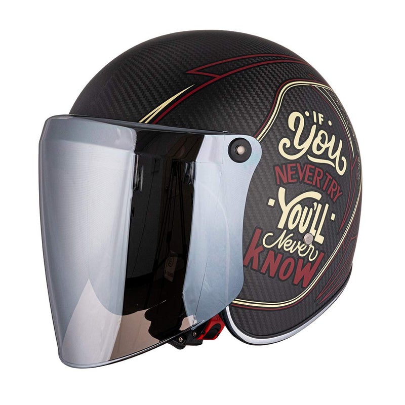 VCOROS Universal 3-Snap Flip Up Visor Shield Lens for Retro Open Face Motorcycle Helmet(Chrome Silver) - Image 4
